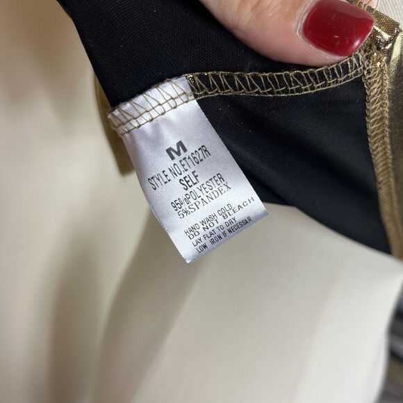 Peach Shirt Womens Medium Gold Metallic Halter Cowl Party Top Clubwear 70s Disco - Picture 4 of 6